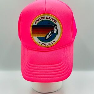 Aviator Nation La Jolla, CA Trucker hat in neon pink with Surfer 💗🏄